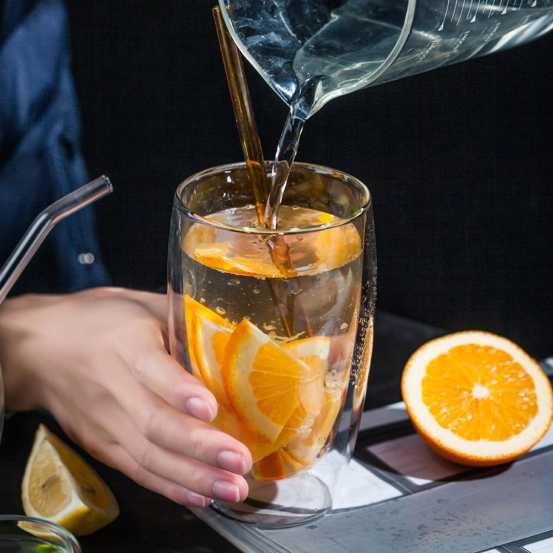 加厚耐高温玻璃杯耐热双层杯 双层透明咖啡杯 双层果汁杯欢迎订购