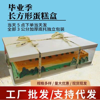 蛋糕盒子透明大尺寸长方形超大生日塑料盒烘焙包装毕业季大尺寸
