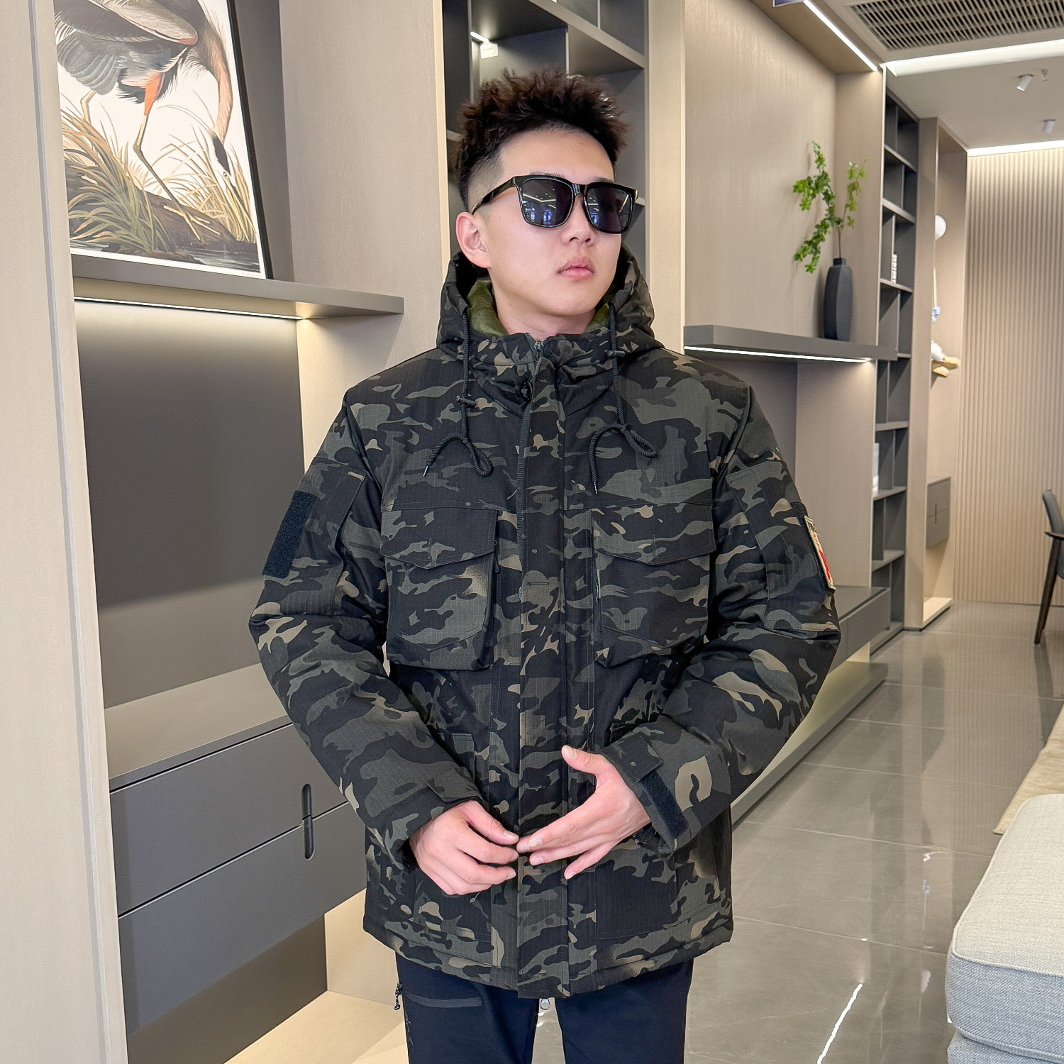 新式迷彩棉大衣男士冬季加厚棉袄防寒防风棉服中长款冷库棉衣保暖