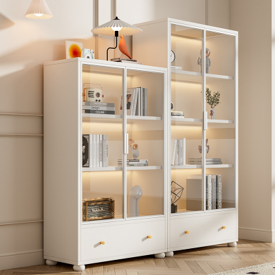 实木书柜带玻璃门立柜家用客厅防尘展示柜现代轻奢靠墙收纳储物柜