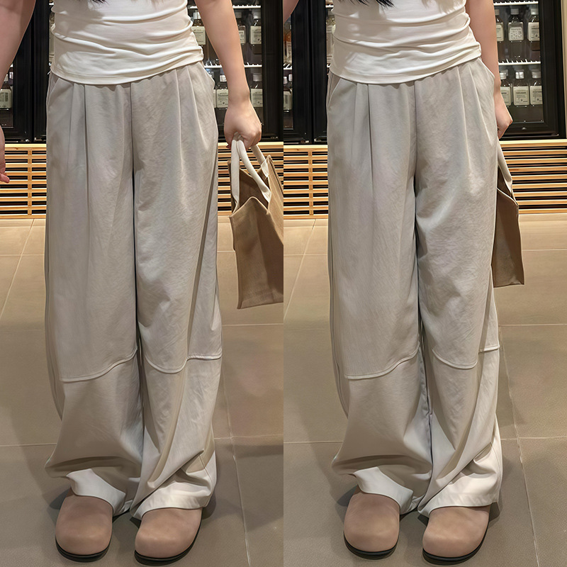灰色阔腿裤女夏薄款大码胖mm凉凉裤梨形身材显瘦垂坠感休闲工装裤