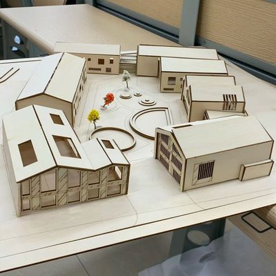 激光切割桦木板打印雕刻建筑环艺模型沙盘制作CAD图纸加工定制航