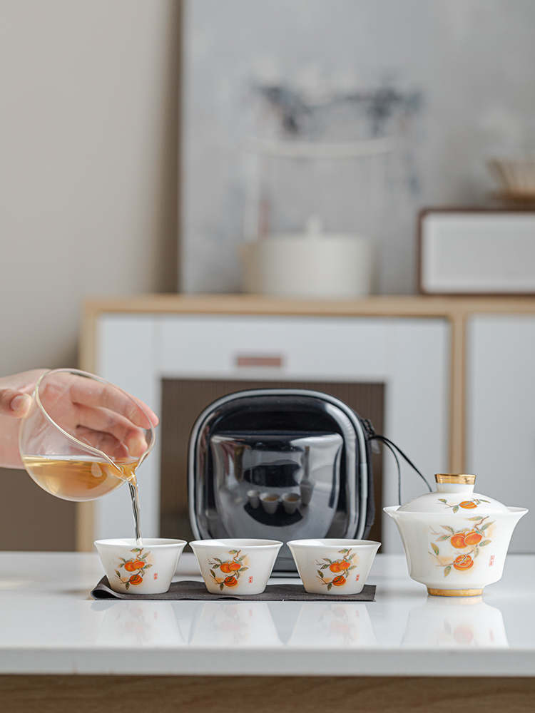 事事如意陶瓷外出旅行茶具套装便携式茶杯泡茶喝茶装备随行快客杯