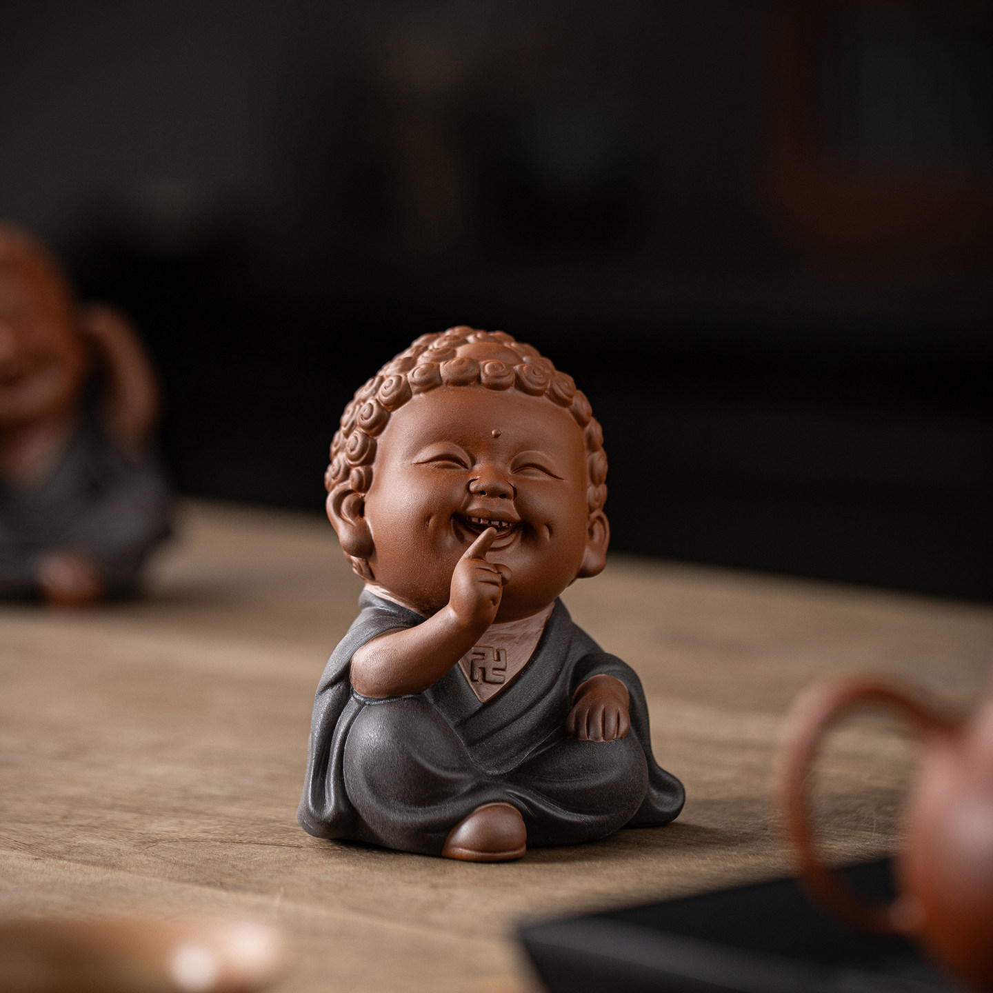 禅意紫砂小萌佛茶宠摆件