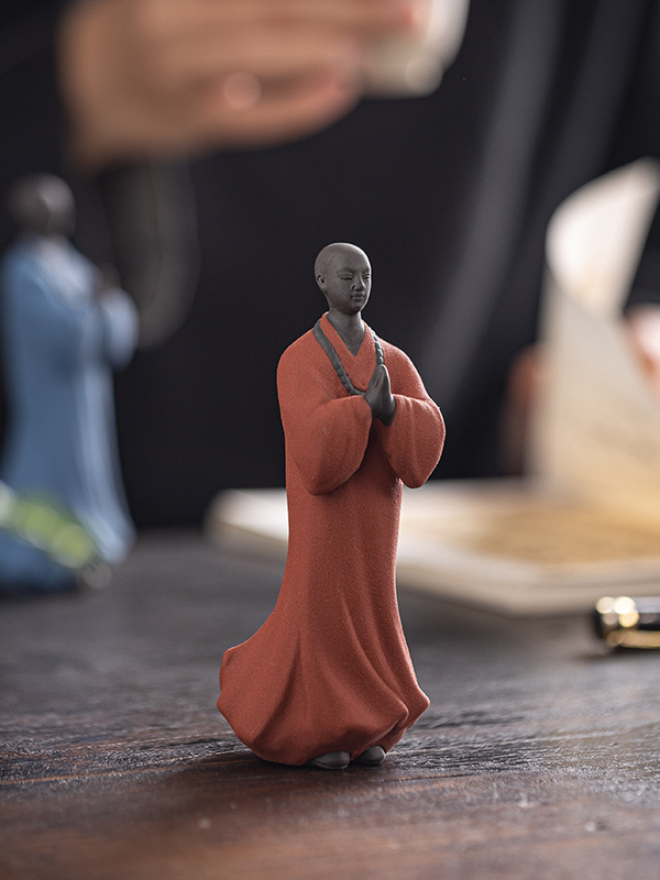 创意紫砂小和尚家居办公室茶宠摆件精品可养可爱陶瓷茶桌茶台摆件