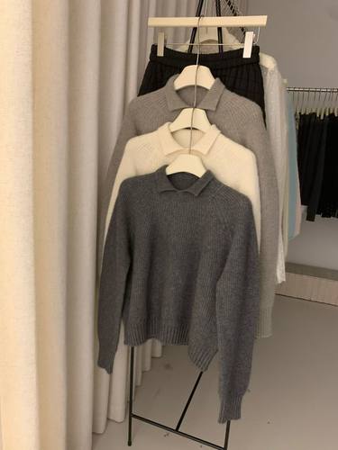 CHAO级推荐浣熊羊绒毛衣2025秋冬新款韩国简约小翻领套头毛衣女