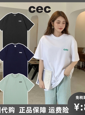 韩国正品cec字母印花宽松纯棉短袖chancechance男女款同款潮牌t恤