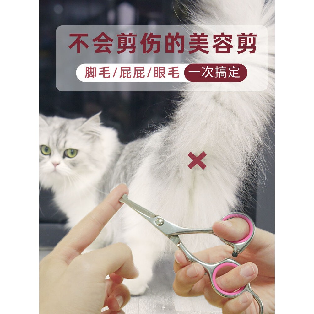 猫咪剪毛剪刀剪脚毛专用狗狗小神器手动打薄圆头眼睛修毛静音长毛