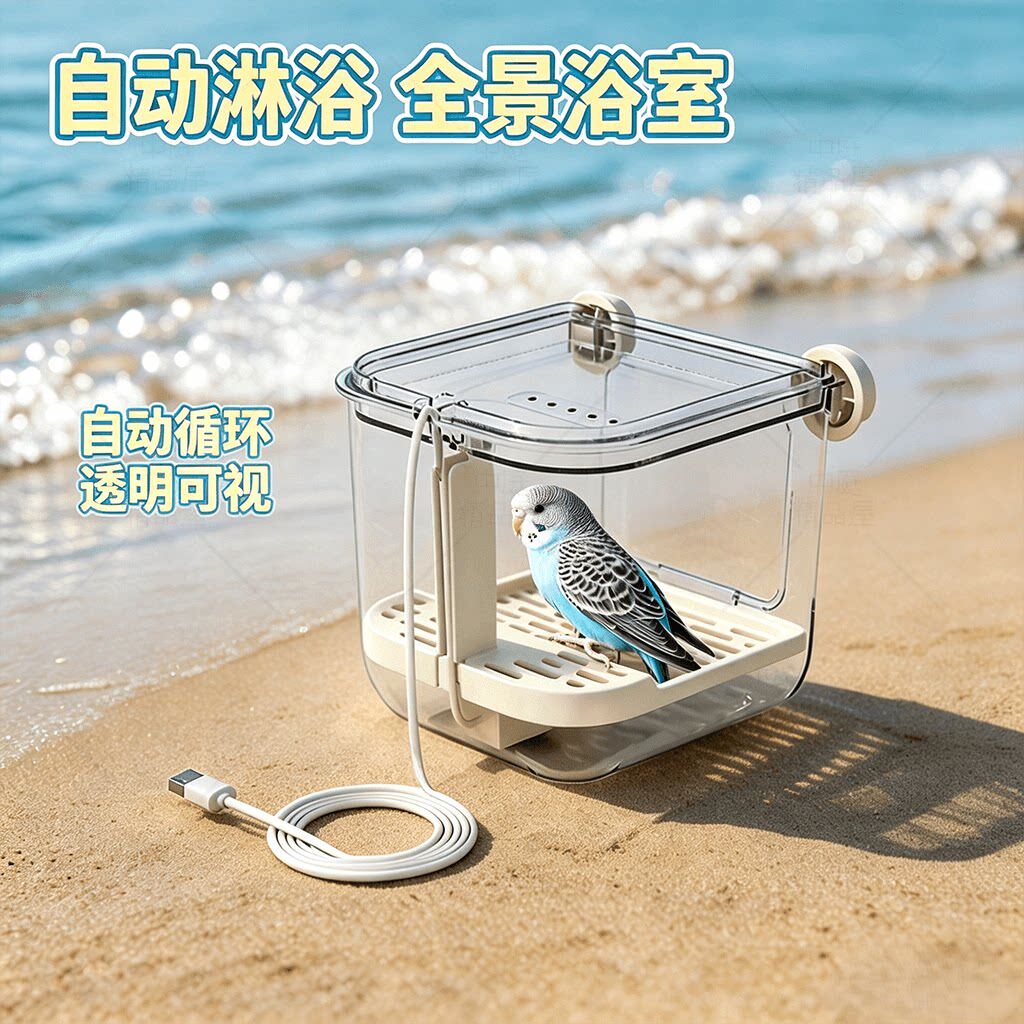鹦鹉洗澡盆淋浴喂食器专用玄凤虎皮牡丹珍珠小鸟沐浴全自动浴室
