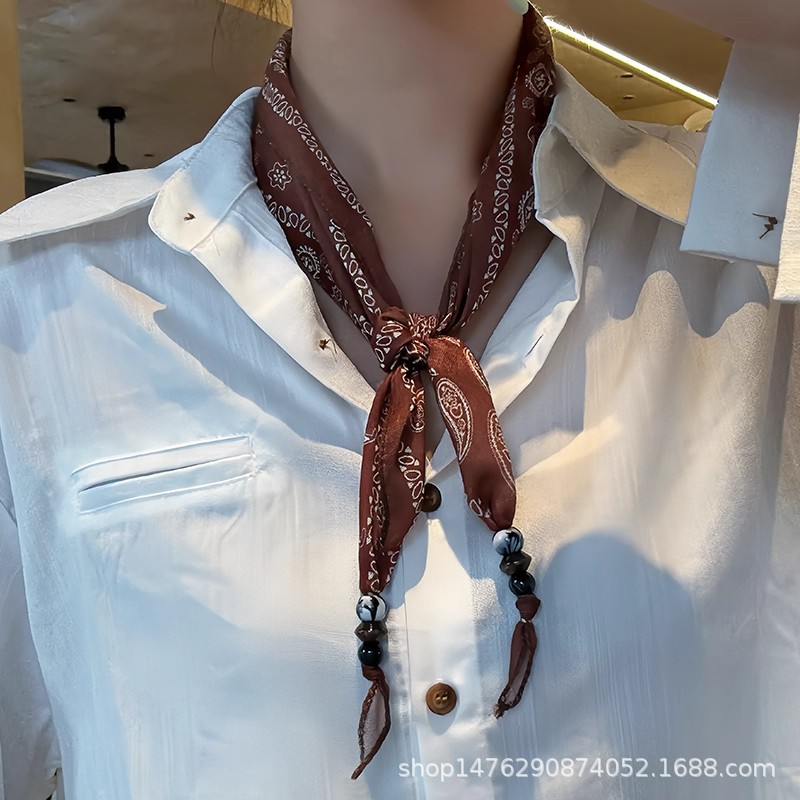 腰果花三角巾丝巾女2025新款小方巾搭配衬衫高级感系脖子配饰发带