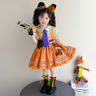 裙女宝宝疯狂动物城演出裙 狐尼克连衣裙可爱卡通短袖 女童夏季 新款