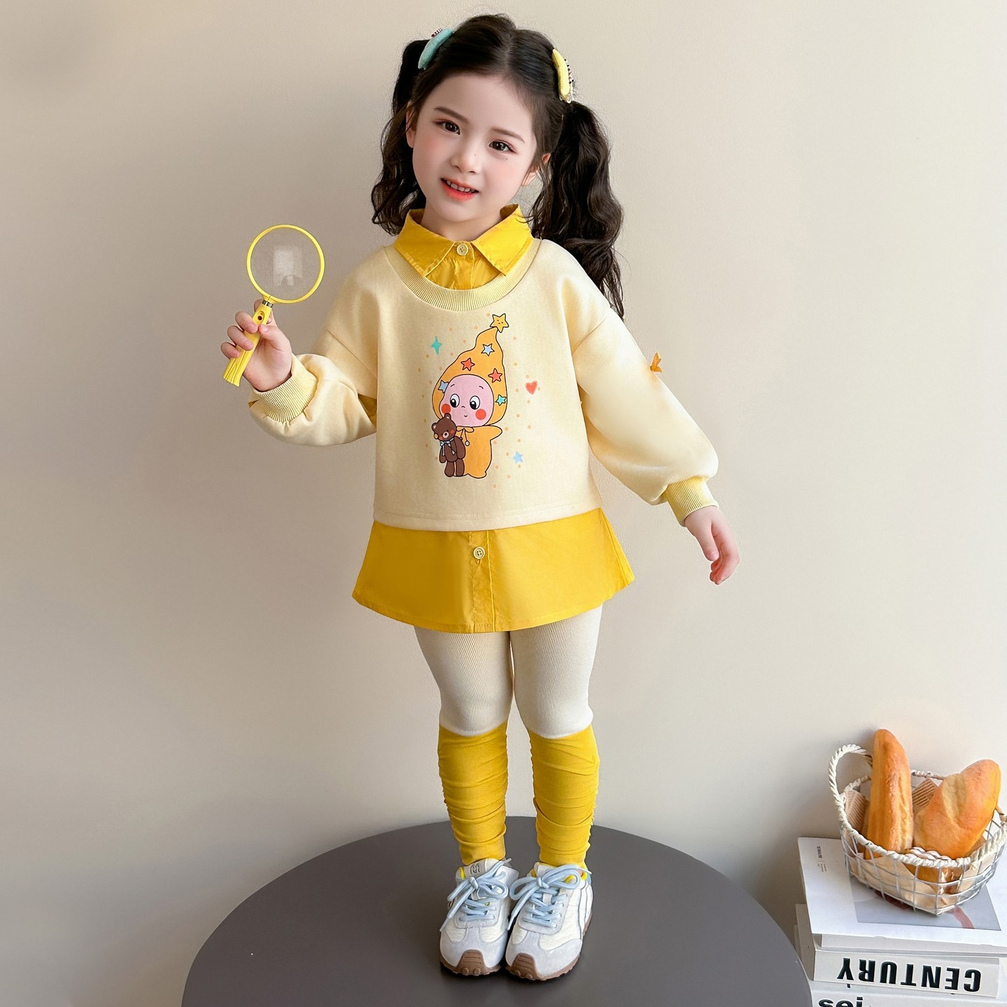 女娃娃春秋新款可爱假两件卫衣蝴蝶结套装女童休闲打底裤两件套潮,女装/女士精品,时尚套装,淘宝优惠券,粉丝福利购,淘宝优惠卷