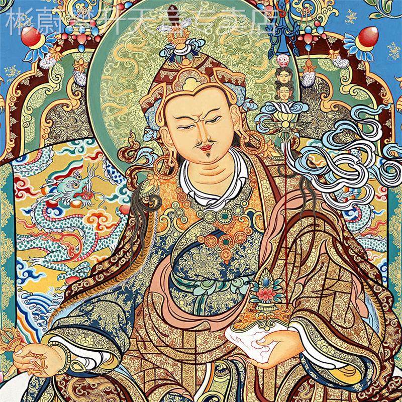 网红莲花生大|莲师八变精品西藏士热贡唐卡手装绘复刻客厅玄关饰
