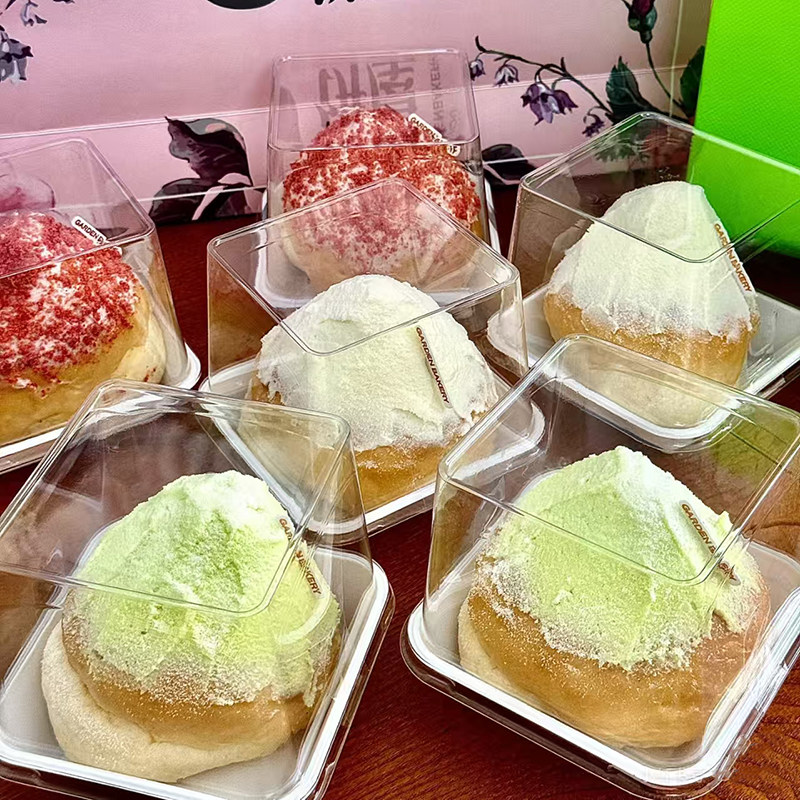 雪山奶酪包包装盒加厚透明方形乳酪面包盒子烘焙甜品蛋糕打包盒子