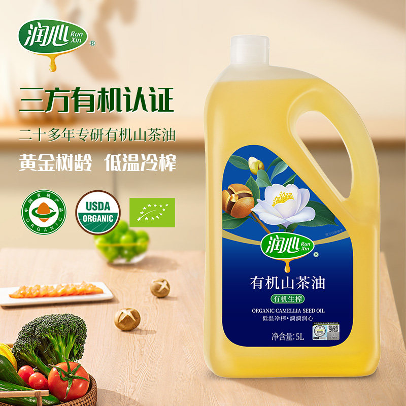 润心有机生榨山茶油5L一级冷榨图片