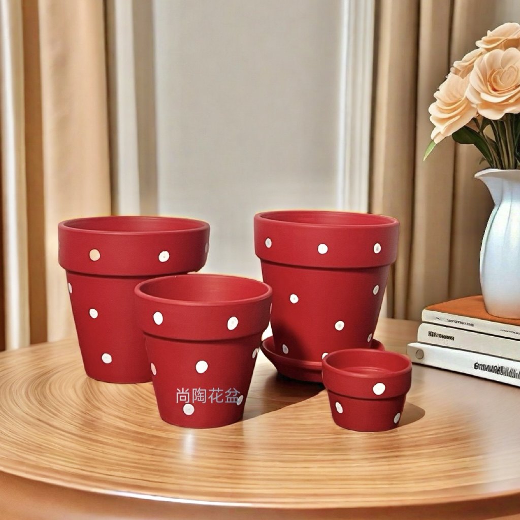 手绘陶土盆波点多肉绿萝蝴蝶兰透气吸水简约育苗盆栽粗红陶花盆,鲜花速递/花卉仿真/绿植园艺,花盆,淘宝优惠券,粉丝福利购,淘宝优惠卷