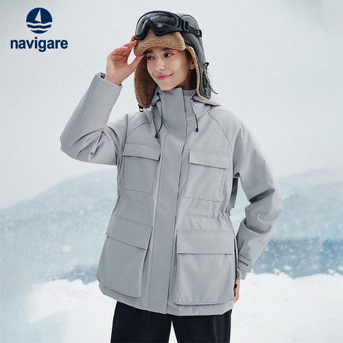 Navigare连帽加厚工装羽绒服