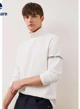 [莫代尔]Navigare意大利小帆船白色长袖T恤男秋冬新款磨毛打底衫