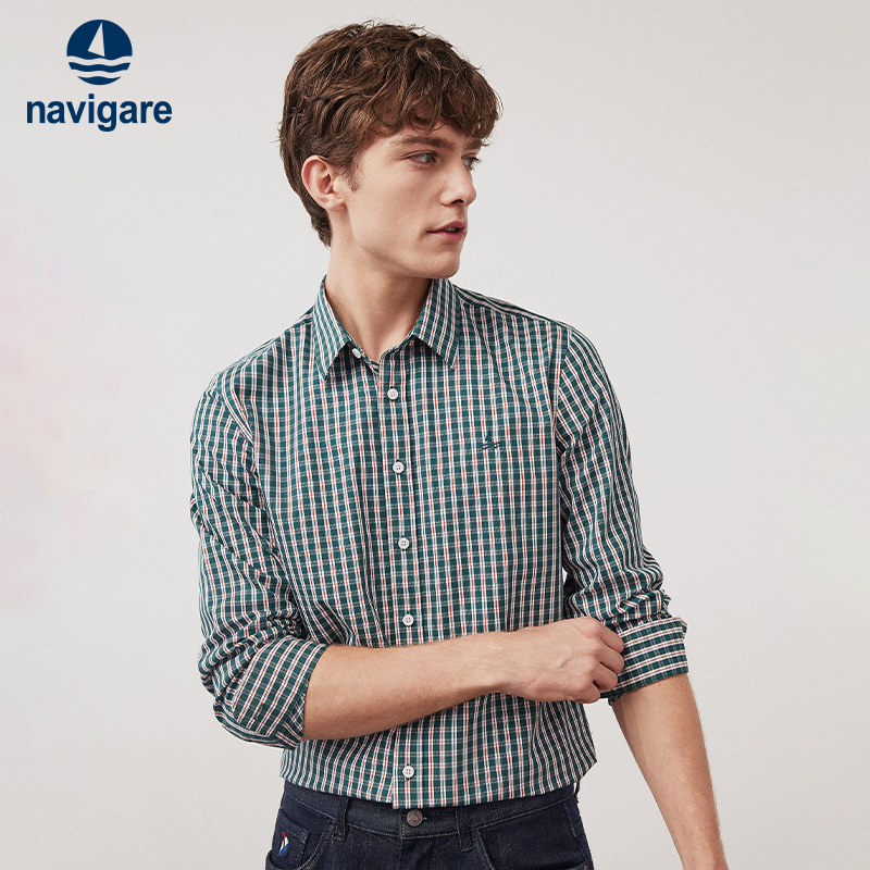 意大利小帆船格子长袖衬衫男