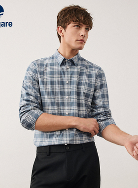 [纯棉]Navigare意大利小帆船绿色长袖衬衫男秋季休闲格子衬衣