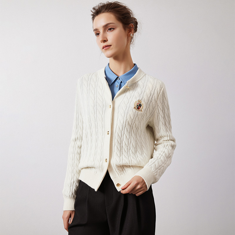 Navigare棒球领羊毛针织开衫