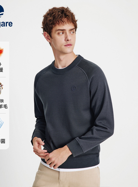 [可机洗]Navigare意大利小帆船灰色休闲毛衣男冬季加绒针织羊毛衫