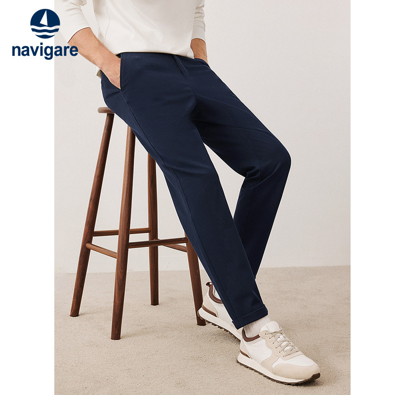 [磨毛]Navigare意大利小帆船商务休闲裤男新款九分锥形裤小
