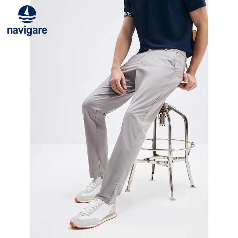 [冰丝]Navigare意大利小帆船休闲长裤男新款松紧腰修身小脚