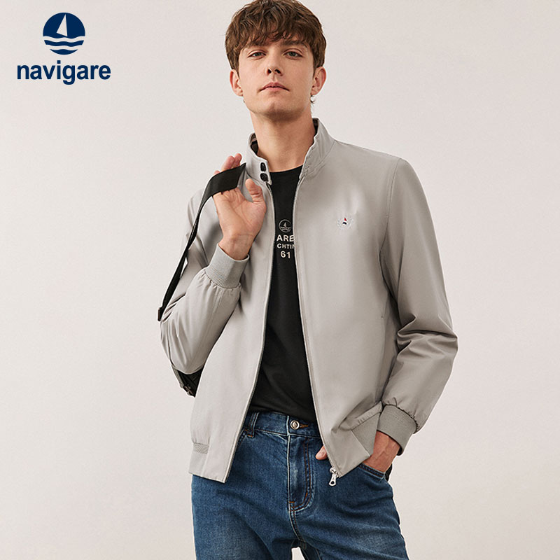 小帆船蓝色休闲哈灵顿夹克