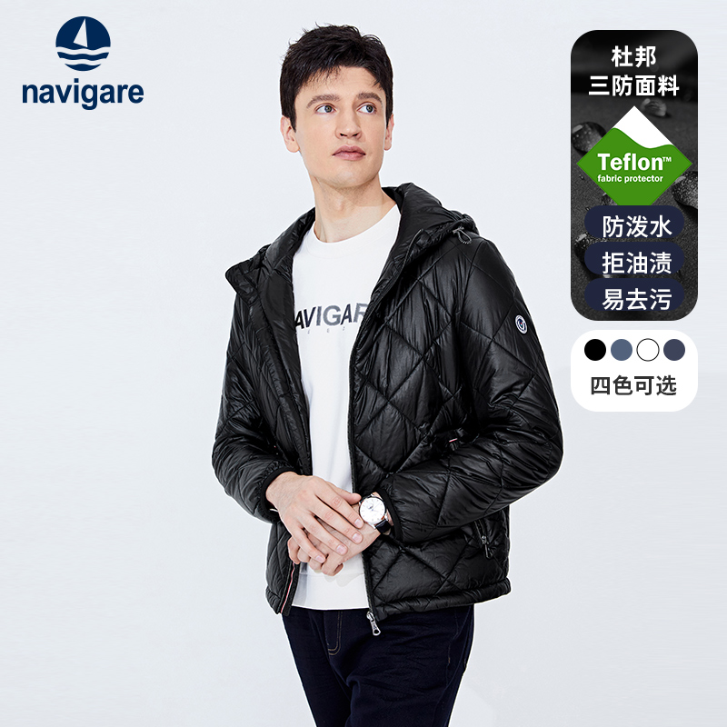 [三防]Navigare意大利小帆船黑色棉衣男冬季休闲保暖棉服连