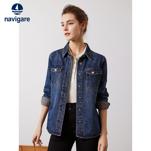 意大利小帆船新款牛仔衬衫女