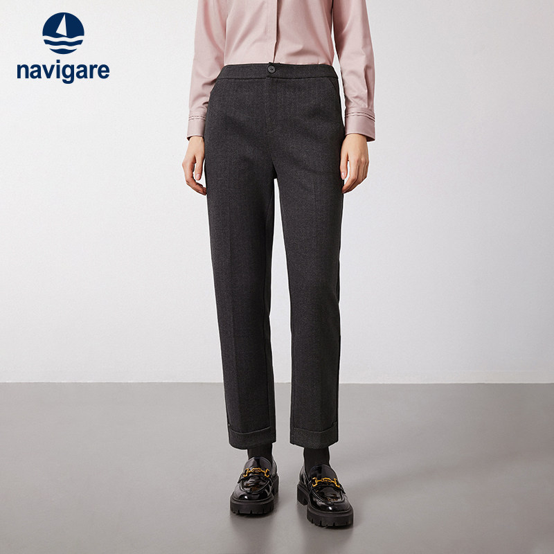[磨毛]Navigare意大利小帆船直筒休闲裤女士商务西裤九分裤