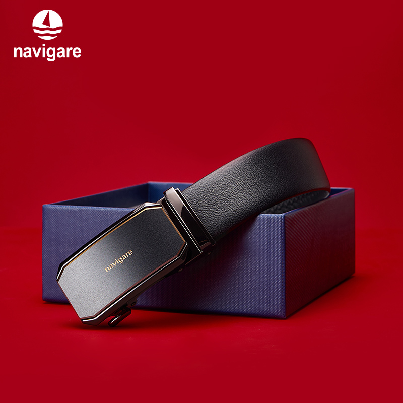 【送男朋友的礼物】Navigare意大利小帆船牛皮腰带男士自动扣皮带