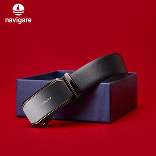 Navigare意大利小帆船牛皮腰带男士 礼物 自动扣皮带 送男朋友