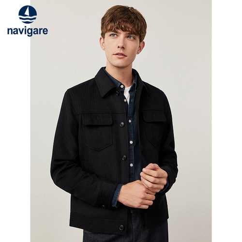 小帆船黑色工装夹克外套