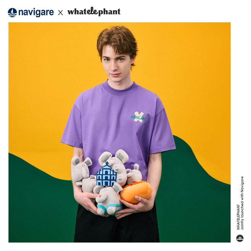 [乜象联名款]Navigare小帆船短袖T恤男女同款宽松圆领套头