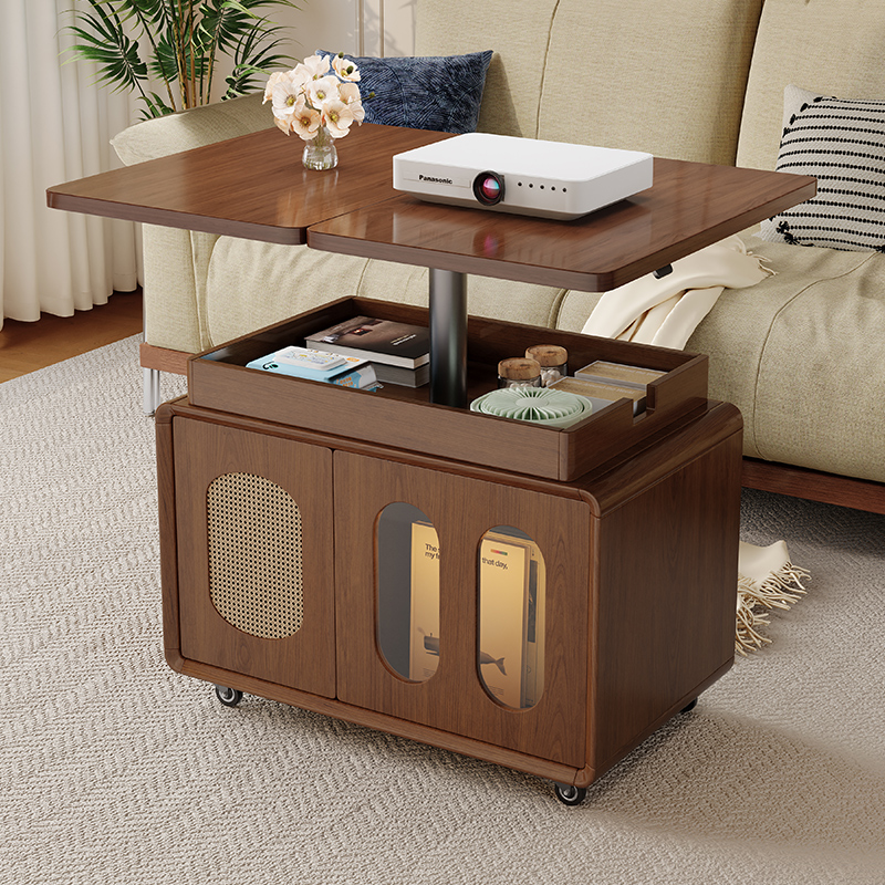 实木茶几可移动升降折叠茶几客厅家用角几新款小户型推车沙发边几