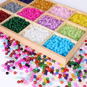 烤漆仿玉玻璃圆珠 手串散珠diy手工制作材料手链项链装 饰隔珠配件