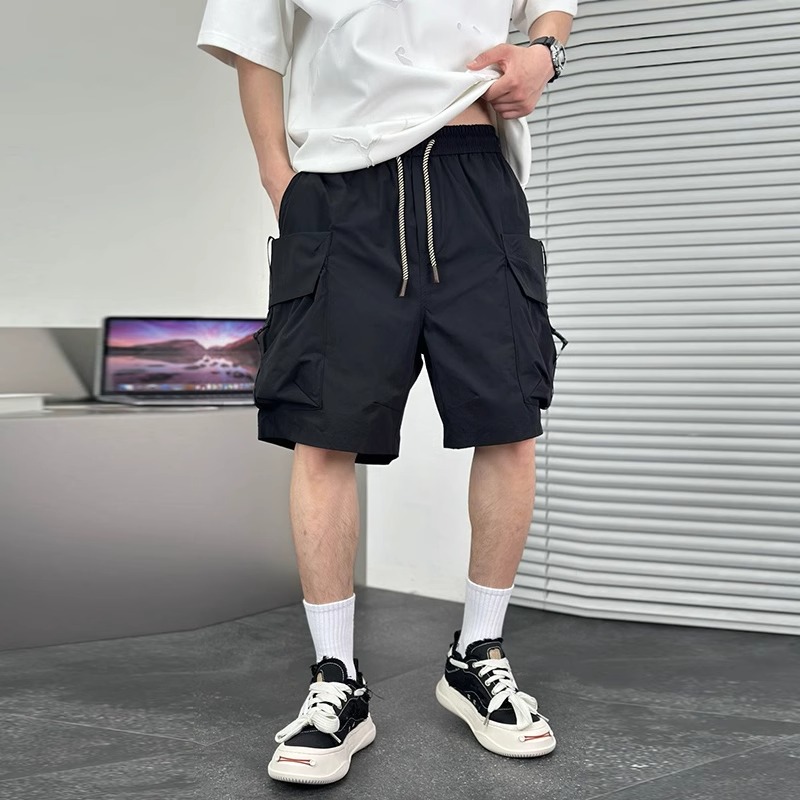 夏季轻薄机能工装短裤男士2025新款青年阔腿五分裤时尚潮流运动裤