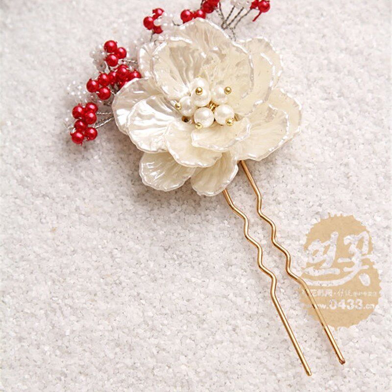 头饰新娘婚礼盘头旁叉装饰头叉手工发饰/H-P02653
