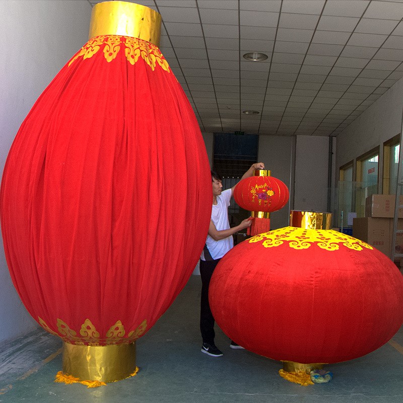 大号户外节日h广告春节铁口植绒布大红灯笼厂家宫灯