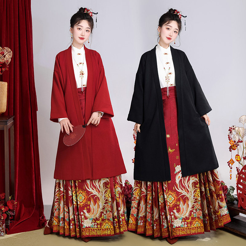 新中式织金妆花马面裙婚服秋冬季红色汉服2024新款新娘订婚敬酒服
