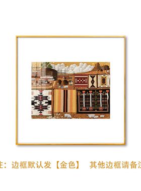 圣诞节装饰画美式沙发背景墙圣诞老人餐厅挂画儿童房背.景挂画装