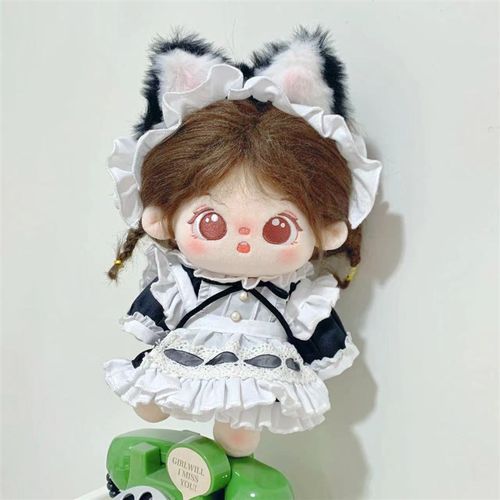 娃衣10cm/20cm棉花娃娃黑白色猫耳女仆套装P玩偶可爱公仔换装衣服