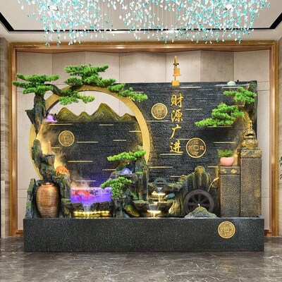 大假山流水喷泉别k墅花园庭院阳台鱼池水景装饰水幕墙屏风隔断工