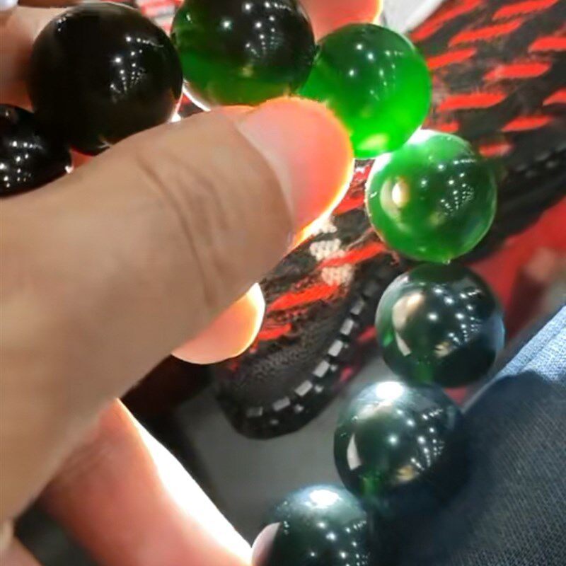 墨翠冰种墨手链翡手牌手串收藏品 送礼佳品 做工精细 珠子
