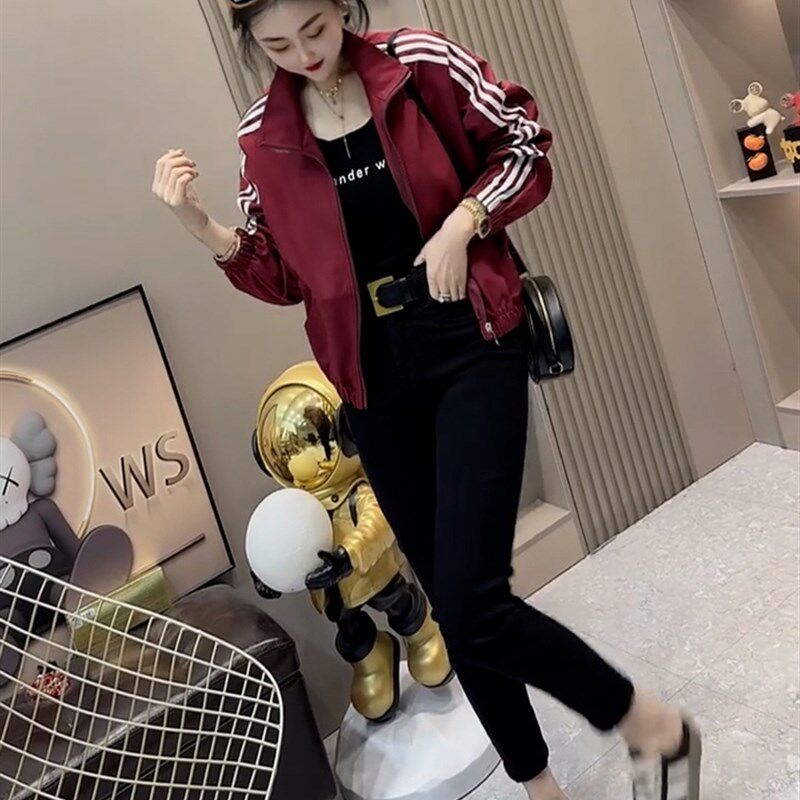 欧货潮牌拼色休闲运动棒球服女外套春款2024新款宽松短款夹克上衣