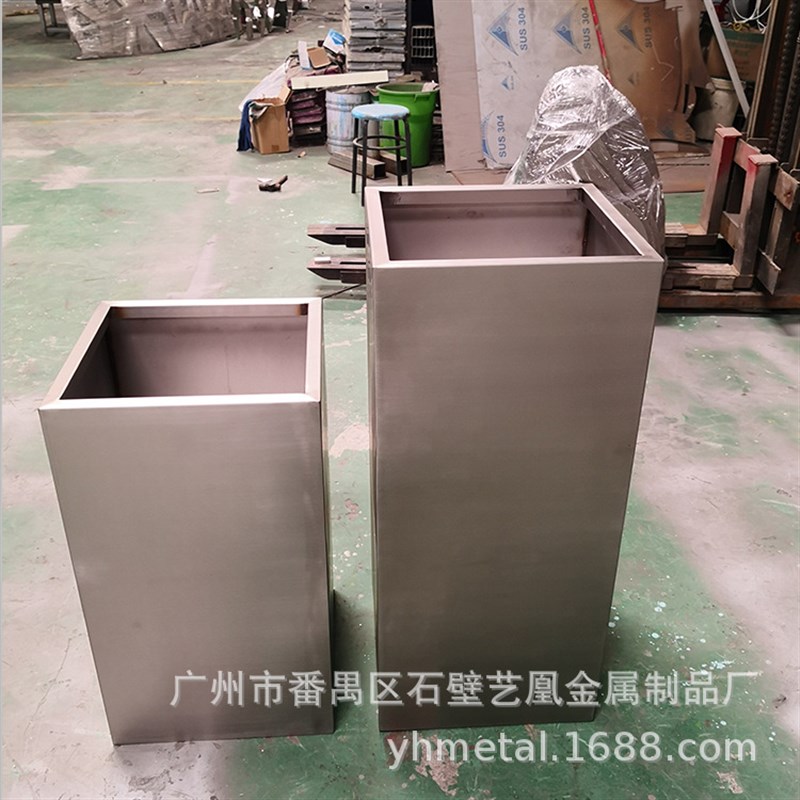 广场室外铁艺花箱商业街拉丝不锈钢组I合花瓶公司大门长方形花槽