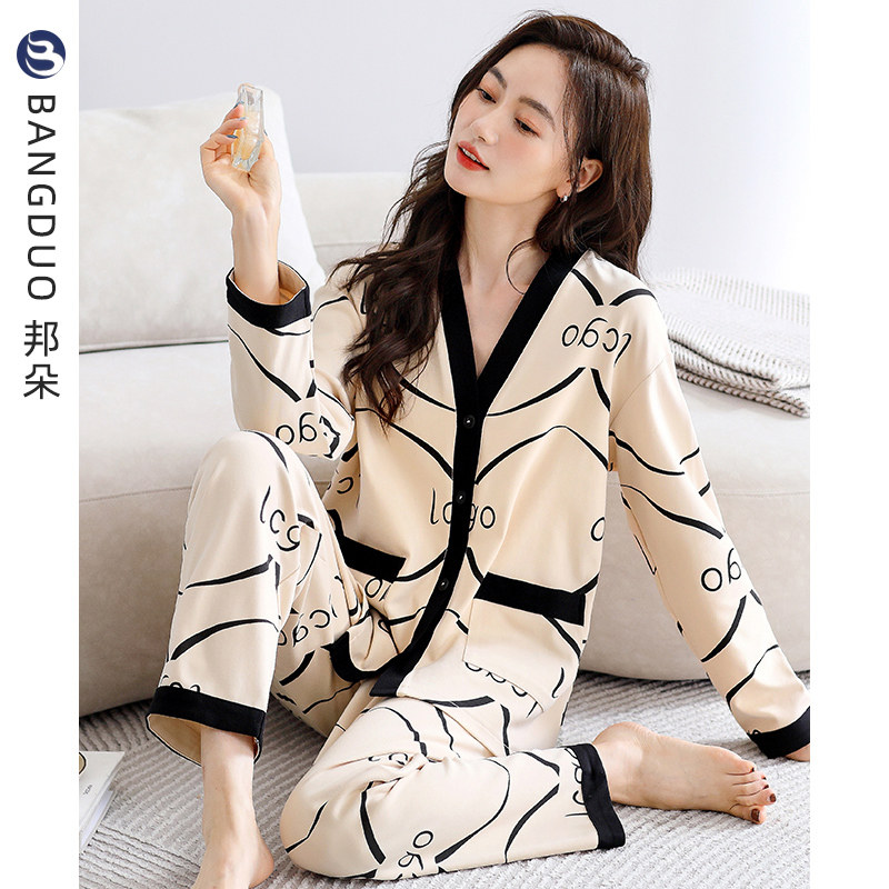 睡衣女春秋款纯棉长袖女款秋季2023年新款女式秋冬薄款休闲居家服