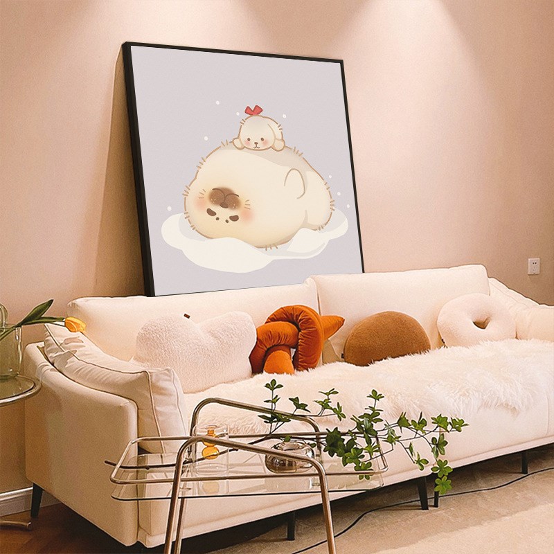 可爱动物猫咪宠物创意卡通日w系小清新儿童房客厅背景墙装饰画挂图片